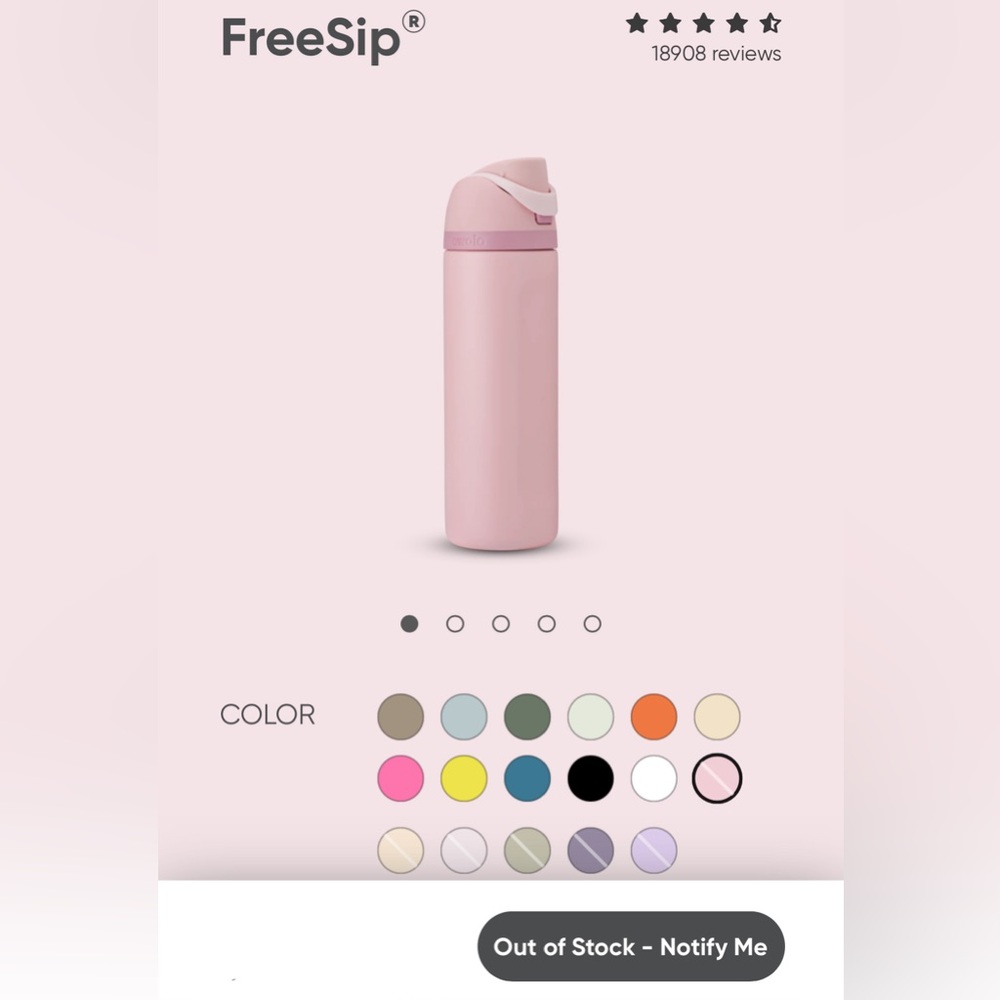 24 oz. Owala rose quartz free sip water bottle